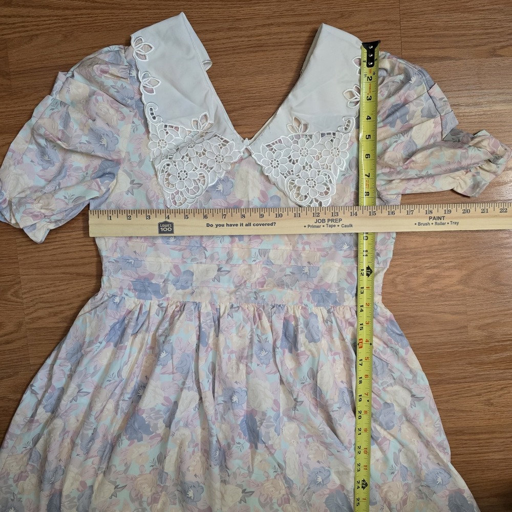 Dazy Prairie Midi Dress Women's Sz S Cottagecore Floral Lace Collar Boho Peasant - Picture 11 of 12